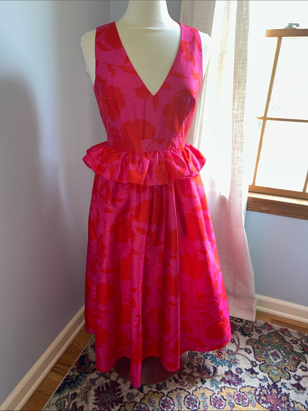 KATE SPADE  Rose Peplum Midi Dress 6